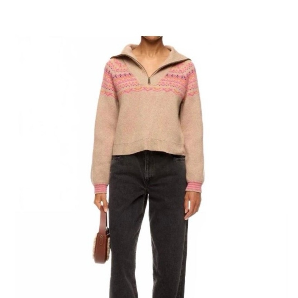 NWOT MARINE LAYER archive Whitney quarter zip sweater in camel